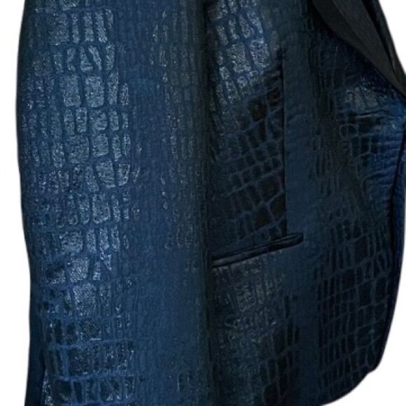 DIANE Von Furstenberg Ofelia Snake Print Metallic Blazer Blue & Black - Picture 5 of 11